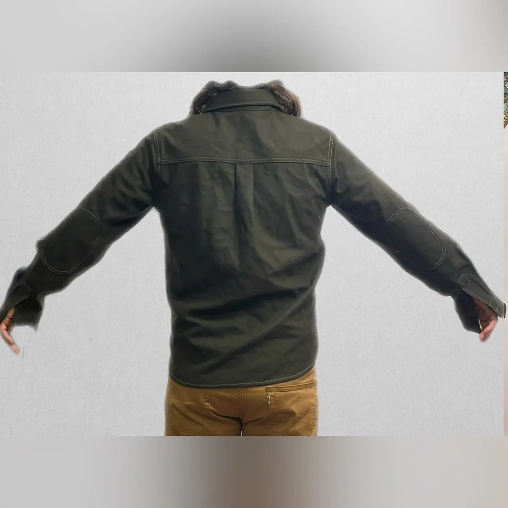 Wool button up Red Canoe, collared shirt in color army green - Picture 2 of 3